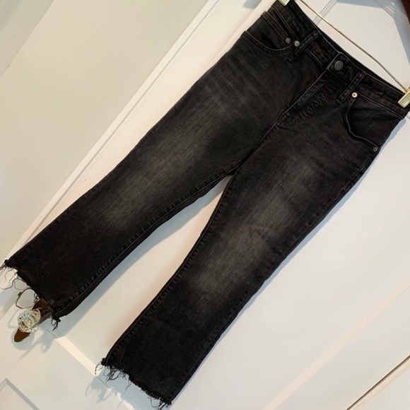 Madewell Curvy Cali Demi Boot Cut Jeans Raw Hem Size 25P Petite - Picture 3 of 5